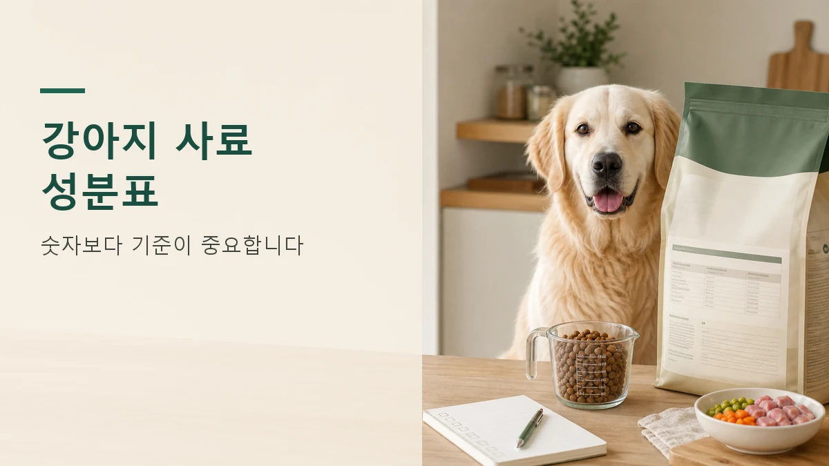 강아지 사료 성분표의 숨은 숫자들, 조단백·조지방·조회분·수분이 말해주는 것